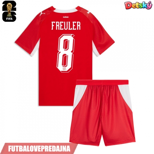 Lacne Dětský Futbalové dres Švajčiarsko Remo Freuler #8 MS 2026 Krátky Rukáv - Domáci (+ trenírky)